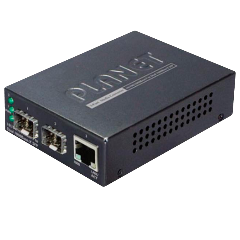 Conversor Dual PLANET™ de Gigabit Ethernet a Fibra (2 x SFP)//PLANET™ Dual Gigabit Ethernet to 2 x SFP Media Converter