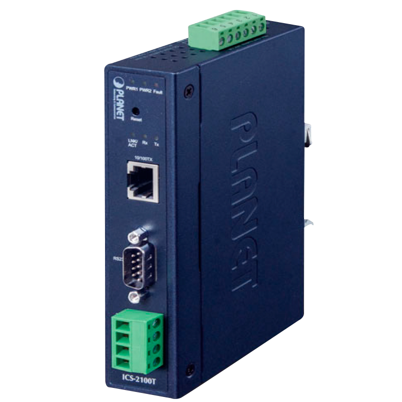 Servidor Industrial de Dispositivo Serie PLANET™ RS232 / RS422 / RS485 de 1 puerto - 100 m//PLANET™ Industrial 1-Port RS232/RS422/RS485 Serial Device Server - 100m