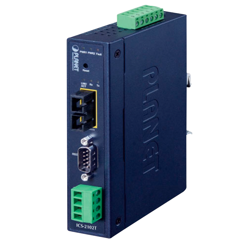 Servidor Industrial de Dispositivos Serie PLANET™ RS232 / 422/485 de 1 puerto con SFP 100BASE-FX de 1 puerto - 2 km//PLANET™ Industrial 1-port RS232/422/485 Serial Device Server with 1-Port 100BASE-FX SFP - 2km