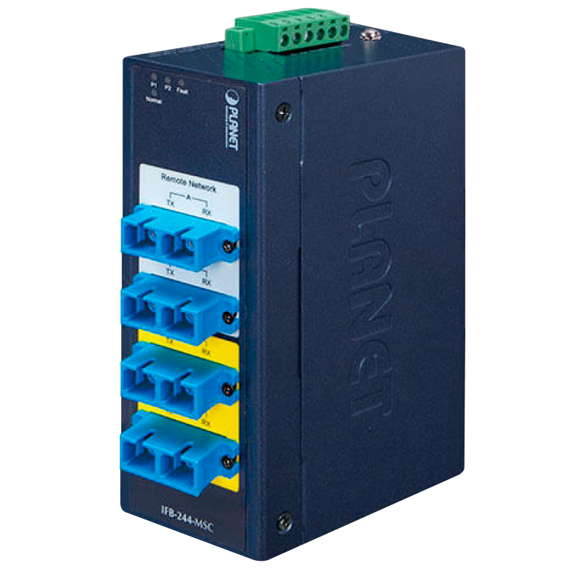 Switch Industrial para Bypass de Fibra PLANET™ de 2 Canales Multi-Modo (4 x Duplex SC)//PLANET™ Industrial 2-Channel Multimode Optical Fiber Bypass Switch (4 x Duplex SC)