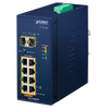 Switch Industrial PLANET™ de 8 Puertos 10/100 / 1000T 802.3at PoE+ 2 Puertos 100/1000X SFP Ethernet - Carril DIN (240W)//PLANET™ Industrial 8-Port 10/100/1000T 802.3at PoE + 2-Port 100/1000X SFP Ethernet Din Rail Switch - (240W)