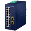Switch Gigabit Industrial PLANET™ de 16 Puertos (+2 SPF) - Carril DIN//PLANET™ Industrial 16-Port 10/100/1000T + 2-Port 1000X SFP Ethernet Switch