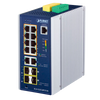 Switch Ethernet Industrial Gestionable PLANET™ de 8 x 10/100/1000T 802.3at PoE+ + 2 x 10/100/1000T + 2 x 100/1G SFP + 2 x 1G/2.5G SFP - Capa 2+ - Carril Din (240W)//PLANET™ Industrial L2+ 8-Port 10/100/1000T 802.3at PoE + 2-Port 10/100/1000T + 2-Port 100/1G SFP + 2-Port 1G/2.5G SFP Managed Ethernet Switch (Din Rail) - L2+ (240W)