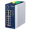 Switch Ethernet Industrial Gestionable PLANET™ de 8 Puertos 802.3at PoE+ (+4 SFP) - Capa 2+ - Carril DIN (240W)//PLANET™ Industrial 8-Port 10/100/1000T 802.3at PoE + 4-Port 100/1000X SFP Managed Ethernet Switch (Din Rail) - L2+ (240W)