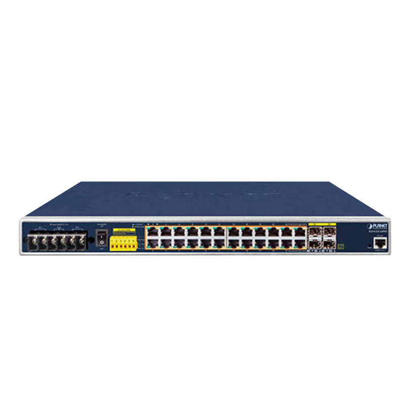 Switch Industrial Gestionable PLANET™ de 24 Puertos 802.3at PoE + (+4 SFP) - L3 (440W)//PLANET™ Industrial 24-Port 10/100/1000T 802.3at PoE + (+4 SFP) Managed Switch - L3 (440W)