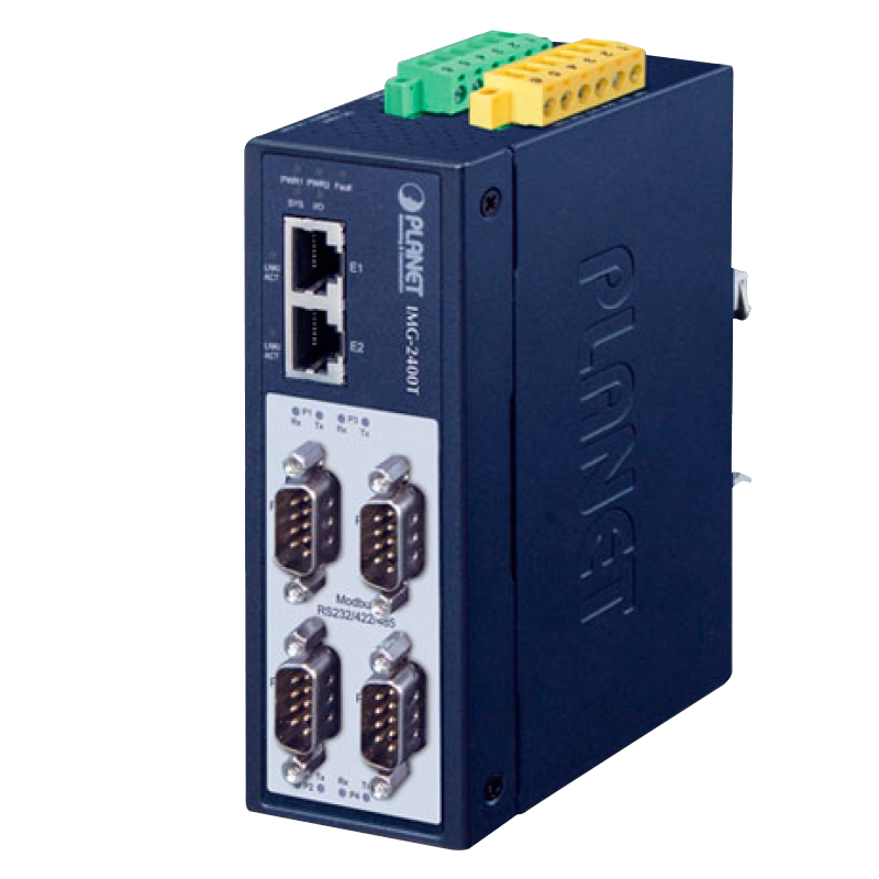 Gateway Modbus Industrial PLANET™ RS232/422/485 de 4 Puertos//PLANET™ Industrial 4-Port RS232/422/485 Modbus Gateway