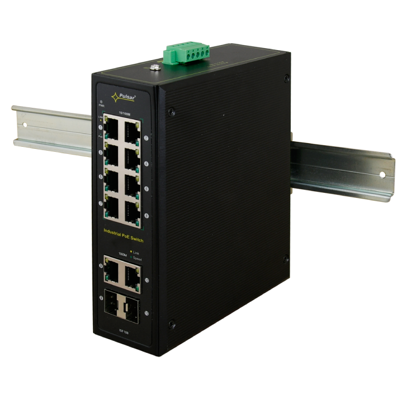 Switch Industrial Gigabit PULSAR® de 8 Puertos PoE+ (+2 TP/SFP) 120W - Carril DIN//PULSAR® 8-PoE+ Ports (+2 TP/SFP) 120W Gigabit Industrial Switch - DIN Rail