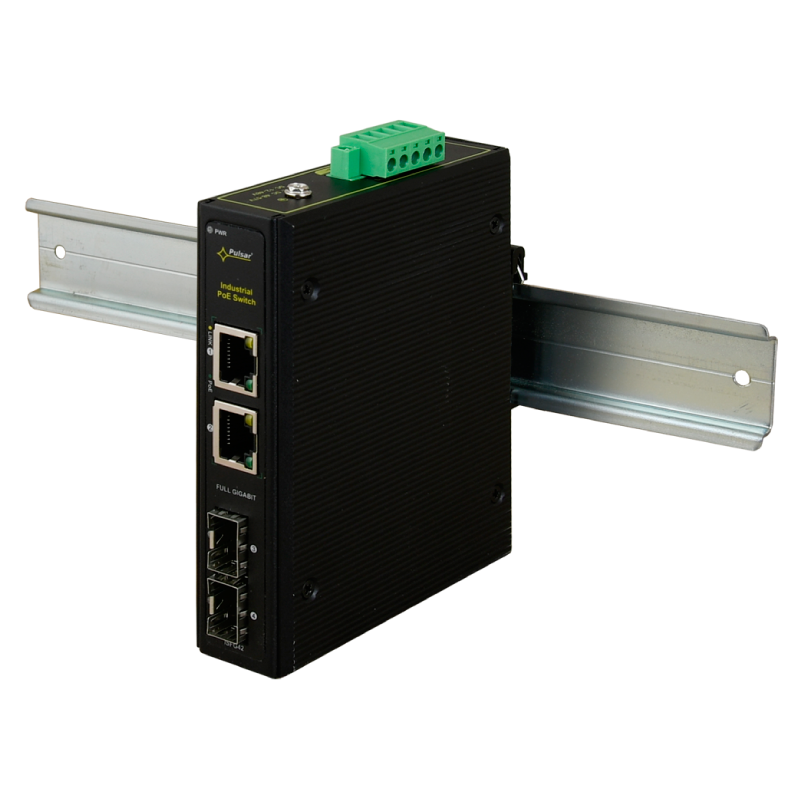 Switch Industrial Gigabit PULSAR® de 2 Puertos PoE+ (+2 TP/SFP) 50W - Carril DIN//PULSAR® 2-PoE+ Ports (+2 TP/SFP) 50W Gigabit Industrial Switch - DIN Rail