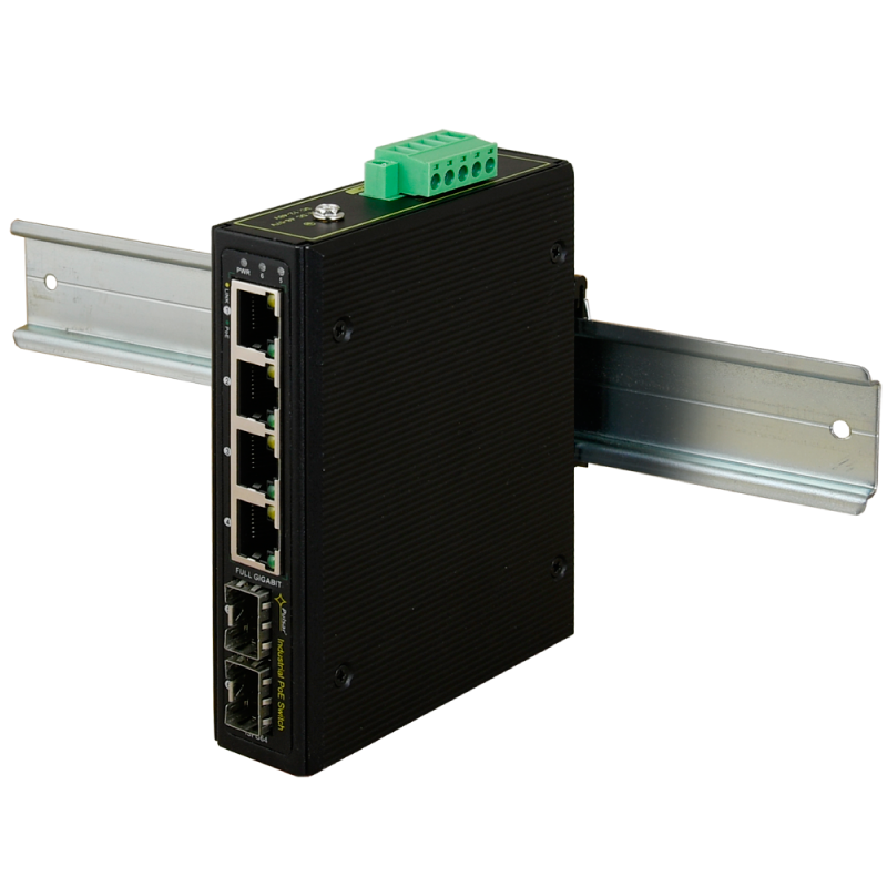 Switch Industrial Gigabit PULSAR® de 4 Puertos PoE+ (+2 TP/SFP) 75W - Carril DIN//PULSAR® 4-PoE+ Ports (+2 TP/SFP) 75W Gigabit Industrial Switch - DIN Rail