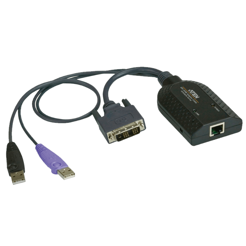 Adaptador KVM Multimedia Virtual DVI USB con Compatibilidad para Tarjetas Inteligentes ATEN™ KA7166//ATEN™ KA7166 USB DVI Virtual Media KVM Adapter with Smart Card Support