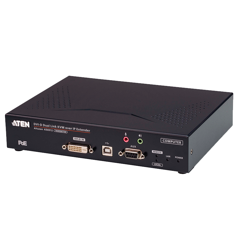 Transmisor KVM ATEN™ KE6912T-AX por IP DVI-D DUAL LINK 2K con PoE//ATEN™ KE6912T-AX 2K DVI-D Dual Link KVM over IP Transmitter with PoE