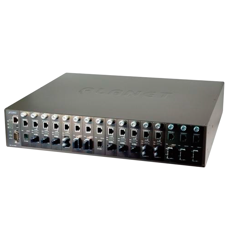 Bastidor PLANET™ de 16 Slots para Conversores de Medios (Alimentación DC Redundante)//PLANET™ 16-Slot Chassis with Redundant PSU System (DC Power)