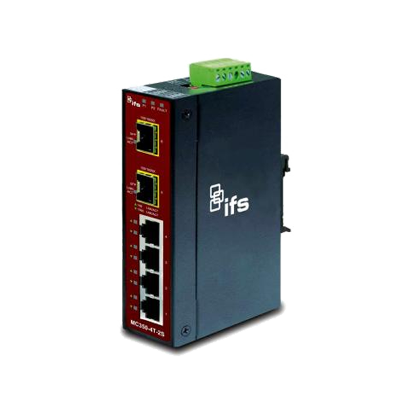 Conversor UTC™ IFS® de 4 Puertos Gigabit Ethernet a Fibra (2 x SFP) - Carril DIN//UTC™ IFS® 4-Port (+2 SFP) Industrial Non-Manageable Gigabit Ethernet Media Converter - DIN Rail