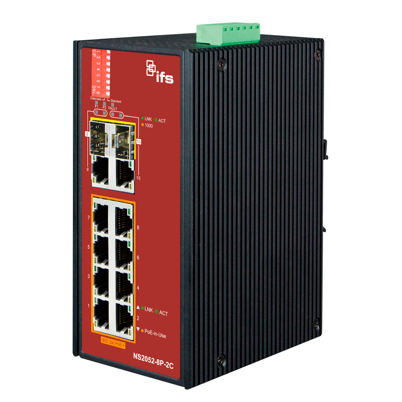 Switch Gestionable Industrial UTC™ IFS® de 8 Puertos PoE+ (+2 RJ45/SFP)//UTC™ IFS® 8-Port Industrial Managed Switch PoE+ (+2 RJ45/SFP)