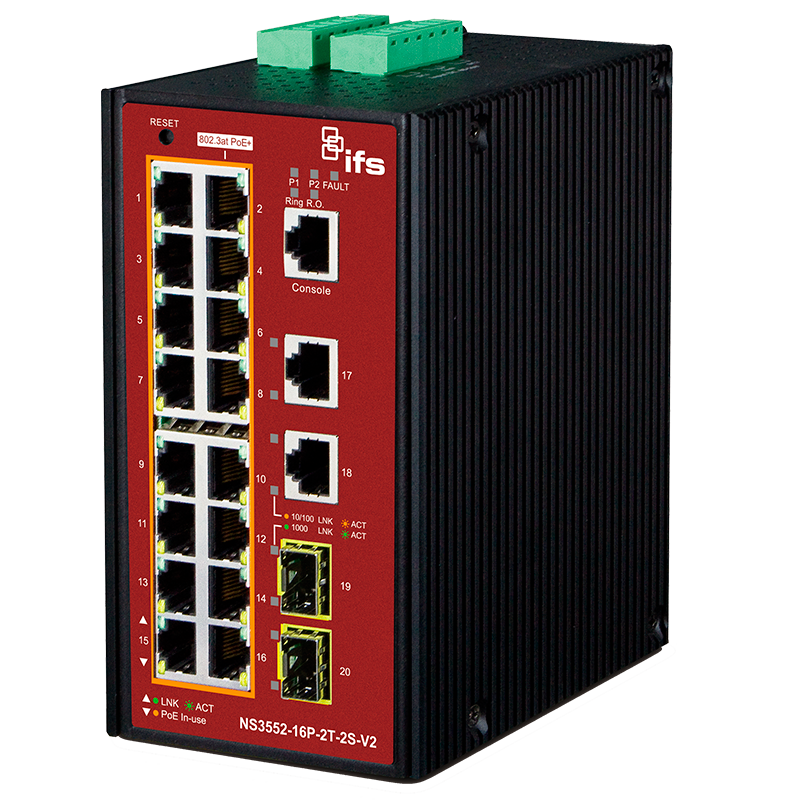 Switch Gestionable Industrial UTC™ IFS® de 16 Puertos PoE+ (+2 SFP) - Capa 2//UTC™ IFS® 16-Ports (+2 SFP) PoE+ Industrial Manageable Gigabit Switch - L2