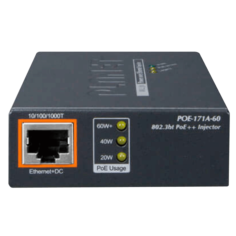 Inyector Ultra PoE PLANET™ POE-171A-60 (60W)//PLANET™ Single-Port 10/100/1000Mbps 802.3bt PoE Injector (60W)