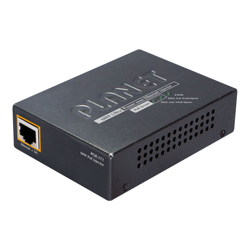 Inyector Ultra PoE PLANET™ POE-171 (60W)//PLANET™ Single-Port 10/100/1000Mbps Ultra PoE Injector (60W)