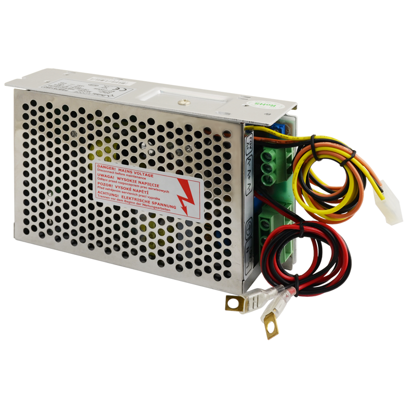 Fuente PULSAR® con Respaldo en Caja de Rejilla 13.8VDC/5Amp con Conectores Cableados//PULSAR® Buffered PSU in 13,8V / 5A Grid Box with Wired Connectors