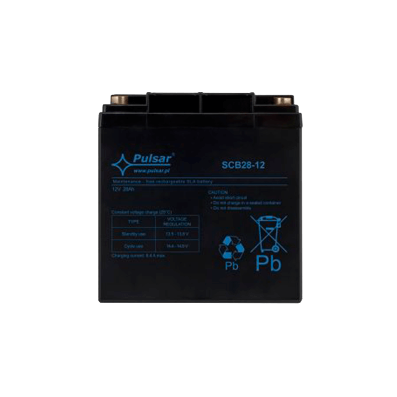 Batería PULSAR® Serie SCB 12VDC 28 Ah (Duración 3-5 Años)//PULSAR® SCB Serie 12 VDC/28Ah Battery (3-5 Years Lifespan)