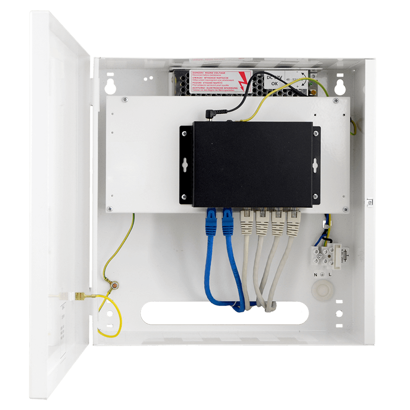 Switch Gigabit PULSAR® de 4 Puertos (+2 Uplink) PoE+ para 4 Cámaras IP - 48W (en Caja Metálica)//PULSAR® 4-Port (+2 Uplink) PoE+ Gigabit Switch for 4 IP Cameras - 48W (In Enclosure)