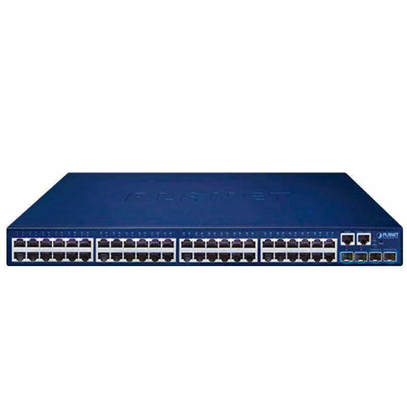 Switch Gestionable PLANET™ de 48 Puertos (+4 SFP+ 10G) Apilable - L2+ (con Enrutado Estático L3)//PLANET™ 48-Port 10/100/1000T + 4-Port 10G SFP+ Stackable Managed Switch - Layer 2+