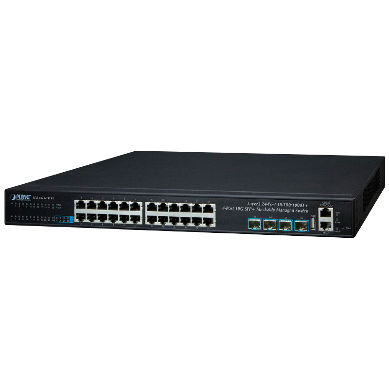 Switch Gestionable Apilable PLANET™ de 24 Puertos + 4 10G SFP+ - L3//PLANET™ 24-Port + 4-Port 10G SFP+ Stackable Managed Switch - L3