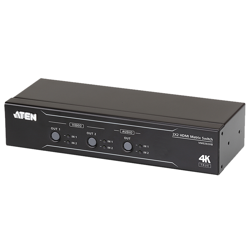 Switch de Matriz HDMI 4K Real 2 x 2 ATEN™ con Desincrustador de Audio//ATEN™ 2 x 2 True 4K HDMI Matrix Switch with Audio De-Embedder