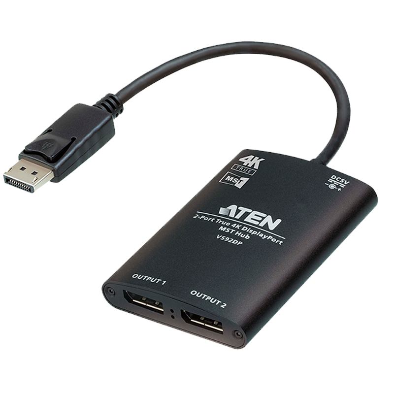 Concentrador MST ATEN™ DisplayPort 4K Real de 2 Puertos//ATEN™ 2-Port True 4K DisplayPort MST Hub