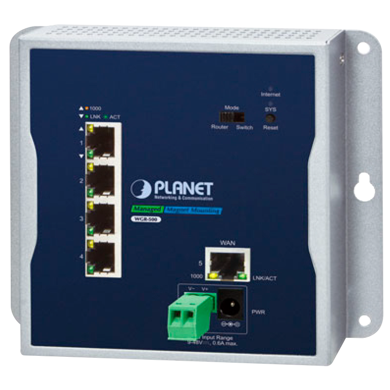 Router Industrial Gigabit PLANET™ de Montaje en Pared de 5 Puertos 10/100/1000T//PLANET™ Industrial 5-Port 10/100/1000T Wall-Mount Gigabit Router